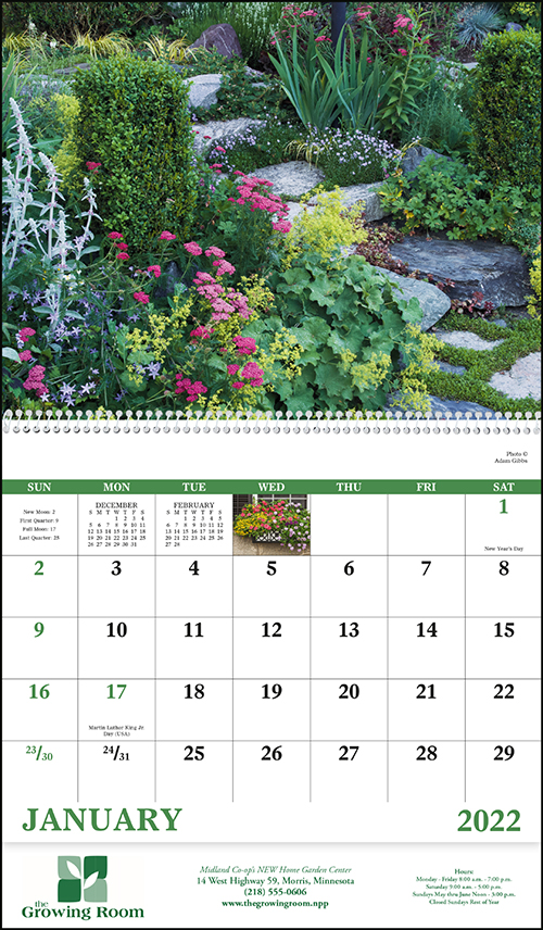 Garden Walk Spiral Bound Wall Calendar for 2022